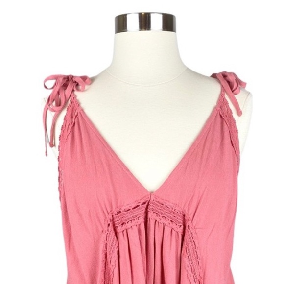 Maronie x Anthropologie Coral Tie Up Mini Dress - Size Medium - Picture 2 of 4